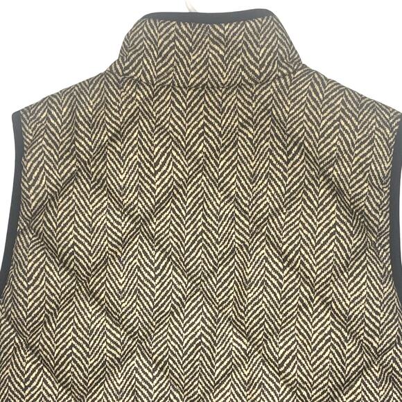 J Crew Diamond Quilted Puffer Vest M Houndstooth Black Cream  Preppy Womens - Picture 2 of 11